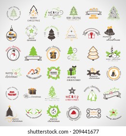 Christmas Icons Set - Isolated On Gray Background - Vector Illustration, Graphic Design Editable For Your Design