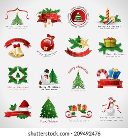 Christmas Icons Set - Isolated On Gray Background - Vector Illustration, Graphic Design Editable For Your Design