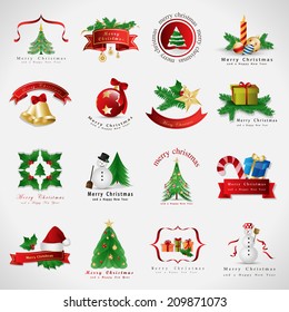 Christmas Icons Set - Isolated On Gray Background - Vector Illustration, Graphic Design Editable For Your Design