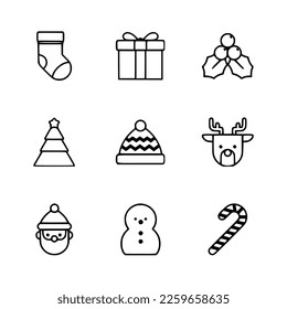 christmas icons set isolated on white