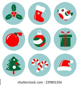 Christmas icons set isolated on a white background.