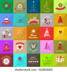 Christmas Icons Set -Isolated On Mosaic Background.Vector Illustration,Graphic Design.For Web,Websites,App,Print,Presentation Templates,Mobile Applications And Promotional Materials, Hand Drawn 