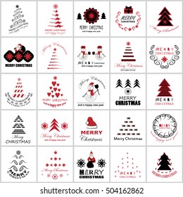Christmas Icons Set -Isolated On White Background.Vector Illustration,Graphic Design.For Web,Websites,App,Print,Presentation Templates,Mobile Applications And Promotional Materials, Hand Drawn