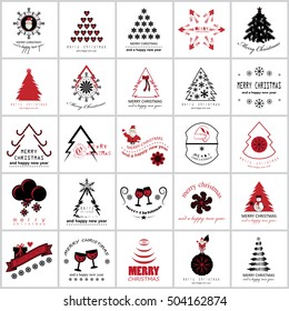 Christmas Icons Set -Isolated On White Background.Vector Illustration,Graphic Design.For Web,Websites,App,Print,Presentation Templates,Mobile Applications And Promotional Materials, Hand Drawn