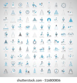 Christmas Icons Set -Isolated On Gray Background.Vector Illustration,Graphic Design.For Web,Websites,App,Print,Presentation Templates,Mobile Applications And Promotional Materials, Hand Drawn