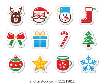 Christmas icons set as labels