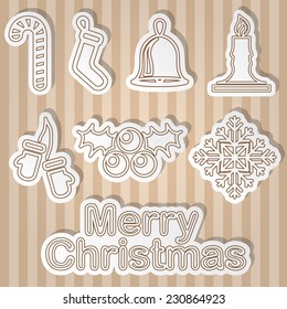 Christmas icons set of linear