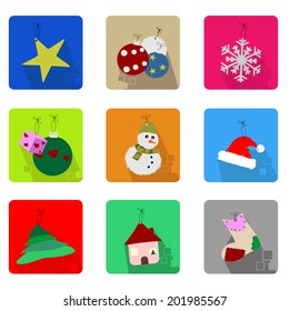 Christmas icons set with objects typical of the party - colored