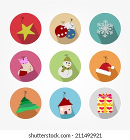 Christmas icons set with objects typical of the party 
