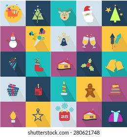 Christmas icons set with objects typical of the party