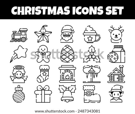 Christmas icons set outline vector illustration