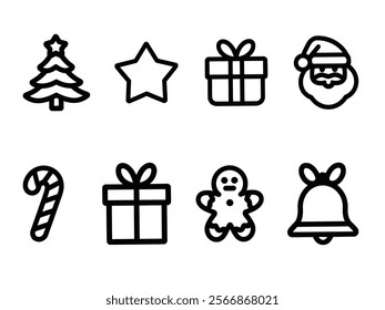 Christmas icons set silhouette bindle