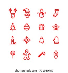Christmas icons set simple flat style vector illustration.