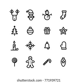 Christmas icons set simple flat style vector illustration.