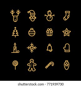 Christmas icons set simple flat style vector illustration.
