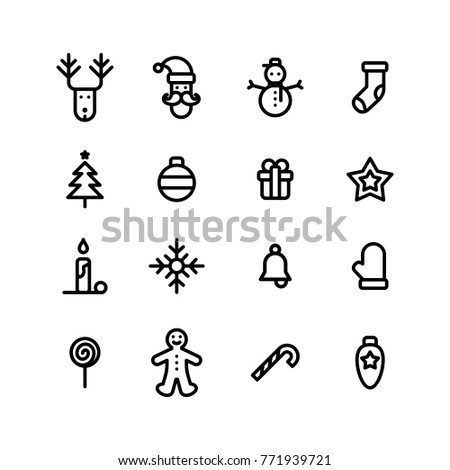 Christmas icons set simple flat style vector illustration.