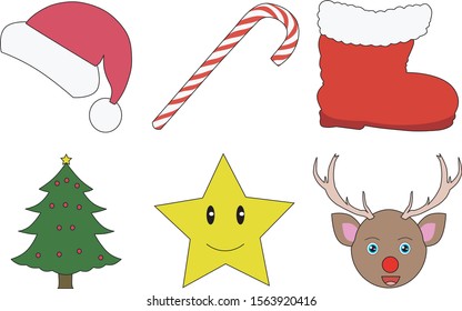 Christmas icons set for special decorations on holidays