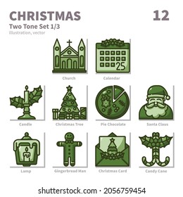Christmas icons set, Two Tone, vector and illustration set 1