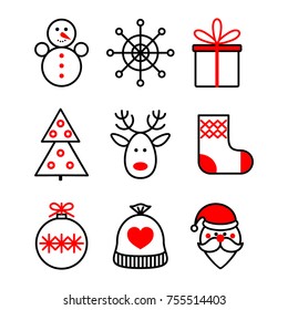Christmas icons set. Vector