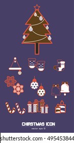 Christmas Icons set, vector can be used for wallpaper, cover fills, web page background, surface textures. 