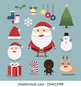 Christmas icons set, vector, flat design