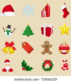 Christmas icons set vector graphics 