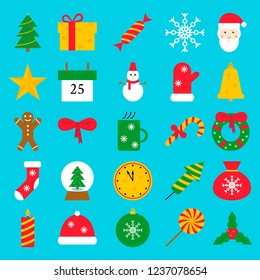 Christmas icons set. Vector illustration in flat design