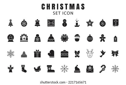 40 juegos de iconos de Navidad. Ilustración vectorial. año nuevo