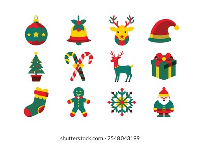 Christmas icons set vector illustration 