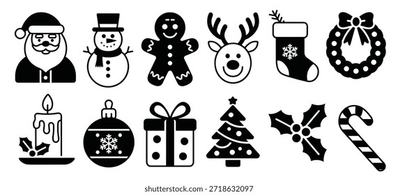 ícones de Natal definir ilustração de vetor