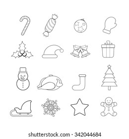 Christmas icons set vector Illustration  line