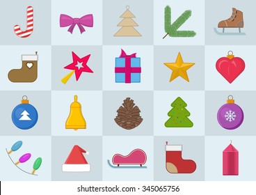 Christmas icons set. Vector illustration.