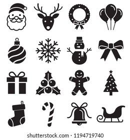 Christmas icons set. Vector illustrations.