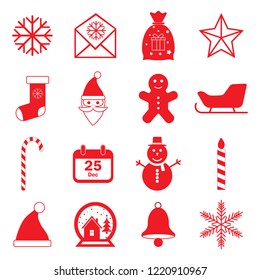 Iconos de Navidad establecidos. Ilustraciones vectoriales. Diseño plano.