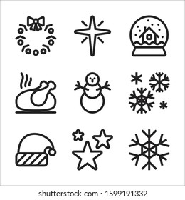 Christmas icons set. Vector illustrations.