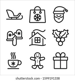 Christmas icons set. Vector illustrations.