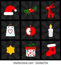 Christmas icons set, vector illustrations, for web or mobile applications