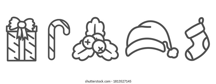 Christmas icons set. Vector illustrations.