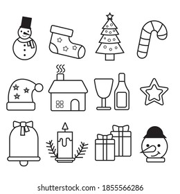 Christmas icons set. Vector illustrations.