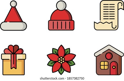 Iconos de Navidad establecidos. Ilustraciones vectoriales.