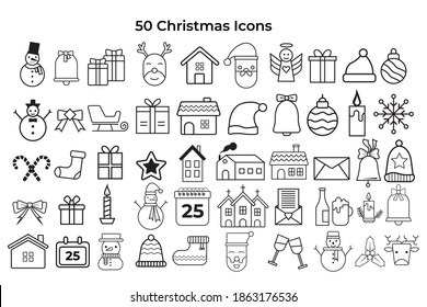 Iconos de Navidad establecidos. ilustraciones vectoriales