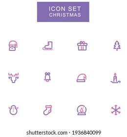 Christmas icons set Vector illustrations line icons set of Christmas and celebrations