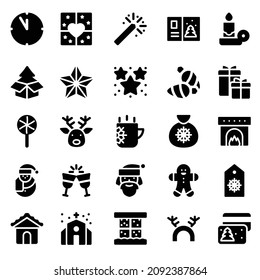 Christmas icons set. Vector illustrations.