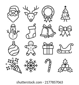 Christmas icons set. Vector illustrations