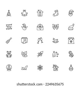 Iconos de Navidad establecidos. Ilustraciones vectoriales.