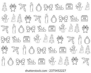 Christmas icons set. Vector illustrations.