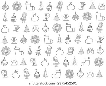 Christmas icons set. Vector illustrations.