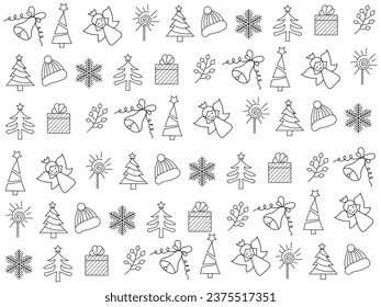 Christmas icons set. Vector illustrations.