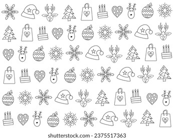 Weihnachtssymbole setzen. Vektorgrafiken.