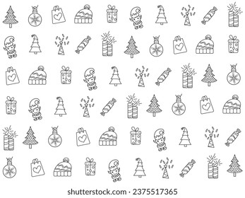 Christmas icons set. Vector illustrations.